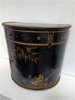 Vintage hand-painted demilune chinoiserie cabinet