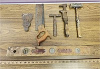 Small Vintage Handheld Tools and Level