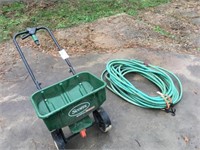 Water Hose & Scotts Fertilizer Spreader