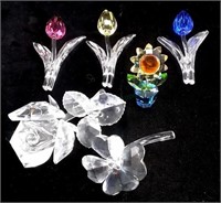 (6) Swarovski Crystal Flower Figurines