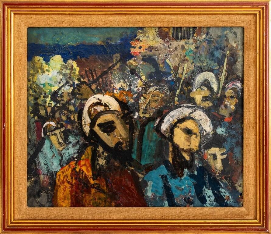 Illegibly Signed Expressionist Oil on Panel, 1965