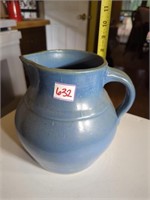 Blue stone pottery pitcher large