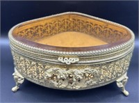 Antique Beveled Glass Ormolu Jewelry Casket Box