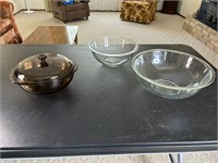 Baking Dish and 2 Glass Mixing Bowls