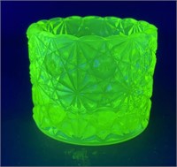 Uranium Glass Brilliant Cut Toothpick Holder