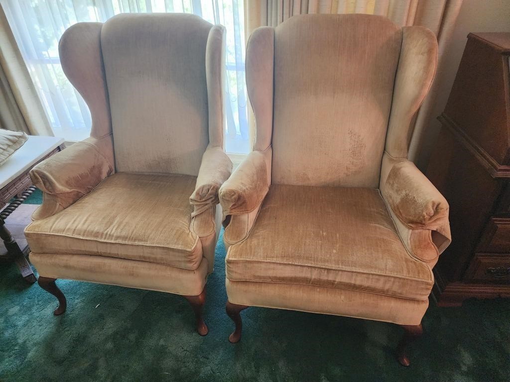 Two clyde pearson furniture suede tan wingback
