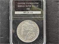 1881 Graded UNC Morgan Silver Dollar Coin
