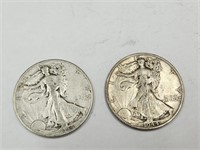 1944 S & 1944 Walking Liberty Silver Half Dollars