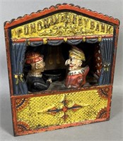 Punch & Judy iron mechanical bank ca. 1884 last