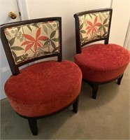 2 Mid Century Modern Upholstered Slipper Chairs