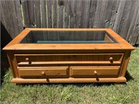 Glass Top Coffee Display Table 2 Drawers