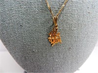 14KT Italy D Yellow Gold Necklace with Charm