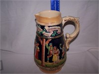 GERMAN BEER HANDLED PITCHER - MARKED - 9"