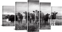 5 Piece B&W Farm Animals Canvas Art