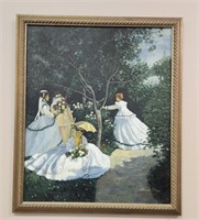 Oil on Canvas Victorian Park Scene Impressionistic