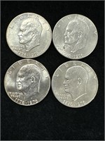 Lot of Four Bicentennial Eisenhower Dollars