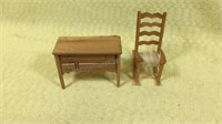 Miniature dollhouse furniture desk in rocking