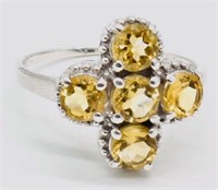 925 Sterling Silver 2.90 cts Citrine Ring