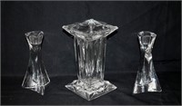 3 pcs Crystal Candle Holders & Vase