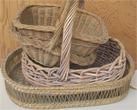 Lot of Wicker Baskets and Trays