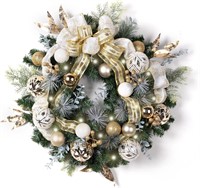 24" Christmas Wreath with Lights for Indoor