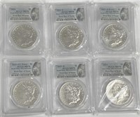 6- 2021 PCGS MS70 Silver Dollars