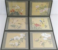 Six framed Chinese paintings on silk