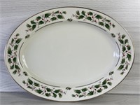 HOLLY BERRY GOLD-RIM CHINA SERVING PLATTER