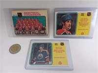 3 cartes de hockey: 2 Wayne Gretzky 1981 + CH 1974