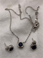 Sterling Silver & Sapphire Necklace & Earrings