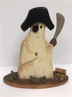 Folk Art Ghost Pirate Wood Sculpture, signed NDow