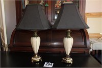 Pair Brass Table Lamps 30"