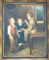 Original Painting Kids Blowing Bubbles 24 x 30"