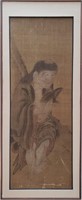 Qing Dynasty Painting on Silk Man & Frog 42 x 15"