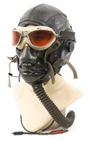 WWII USAAF PILOT FLIGHT HELMET, MASK & GOGGLES