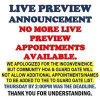 NO MORE LIVE PREVIEW APPOINTMENTS PERMITTED.