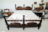 Solid Pine King Size Cannon Ball Style Bed w/