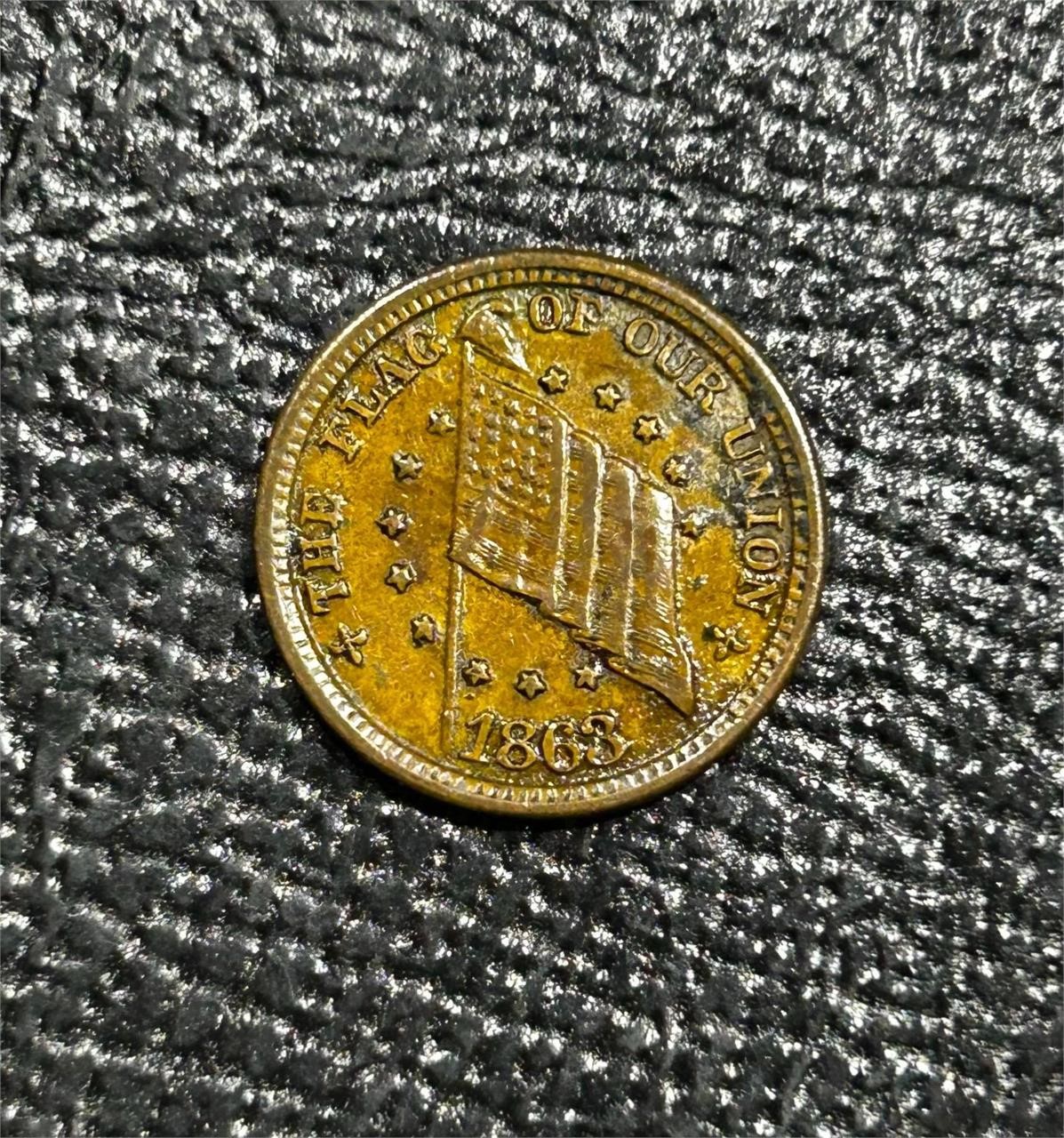 1863 Civil War Token - Flag of Our Union / Dix