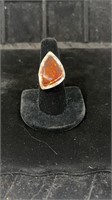 Size 8.25 sterling silver ring with large amber