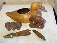 Duck, Elephant, & Monkey Figurines etc