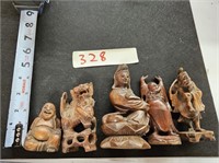 Antique Chinese Carved Statue Set of 5