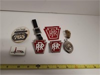 Pennsylvania Railroad Keychain, Patch, Pins, and M
