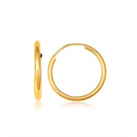 10k Gold Polished Endless Hoop Earrings 16mm