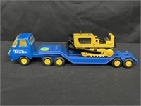 TONKA FLATBED TRACTOR & TRAILER WITH DOZER