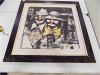 3' x 3' Black Framed Clown Painting