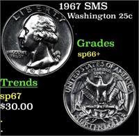 1967 SMS Washington Quarter 25c Grades sp66+