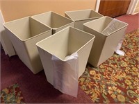lot of 5 commercial trash cans