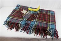 Vtg. Scottish Tartan Plaid Fringed Wool Blanket