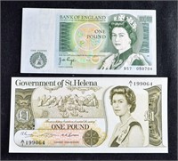 ONE POUND NOTES BILLS England & St. Helena