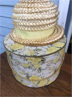 Vintage Ladies Hat with floral matching hat box